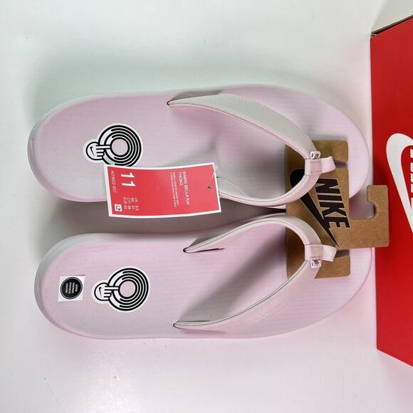 Nike Bella Kai Thong Women 11 Flip-Flop Slide Sandal AO3622 607 Barely Rose/Grey - Picture 4 of 8
